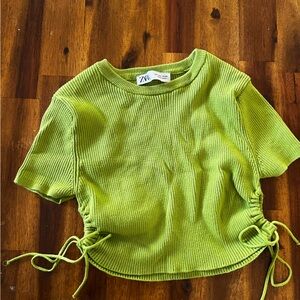 Cropped Sweater-Knit Tie Side Zara Shirt